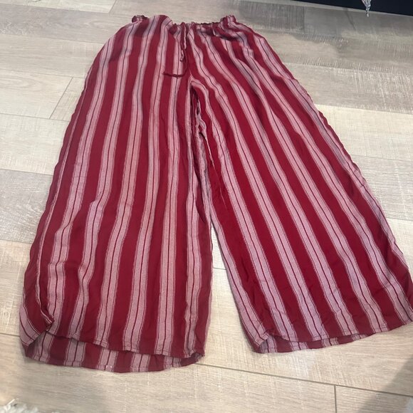 AMERICAN EAGLE WOMENS BURGUNDY RED PULL ON WIDE LEG PANTS MEDIUM - Picture 2 of 9